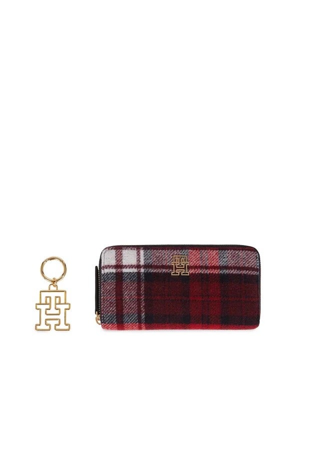 Large Zip Around Checked Wallet & Key Set