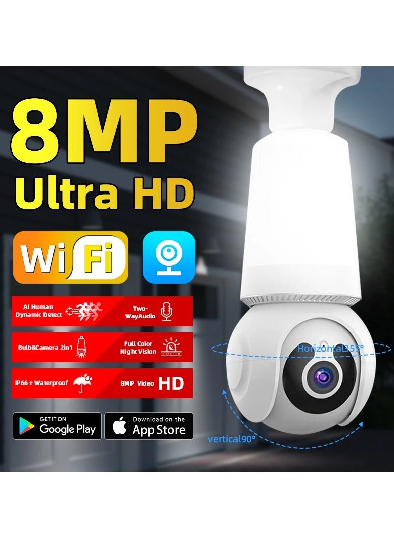 Bulb Camera V380PRO Lighting E27 HD 360 Degree WiFi Remote Bulb Type Surveillance Camera