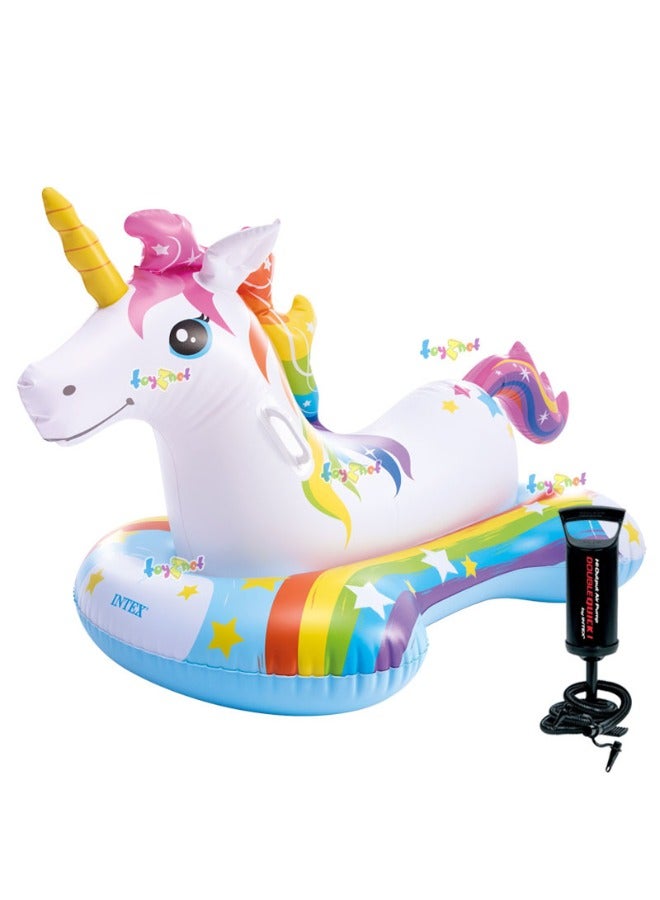 Magical Unicorn Ride-On Inflatable Pool FloatMagical Unicorn Ride-On Inflatable Pool Float With Double Quick I Air Pump