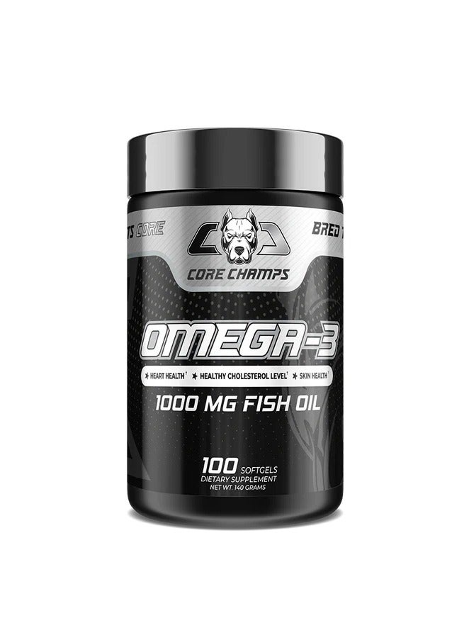 Core Champs Omega-3 1000mg Fish Oil, 100 Soft gels 100 Serving