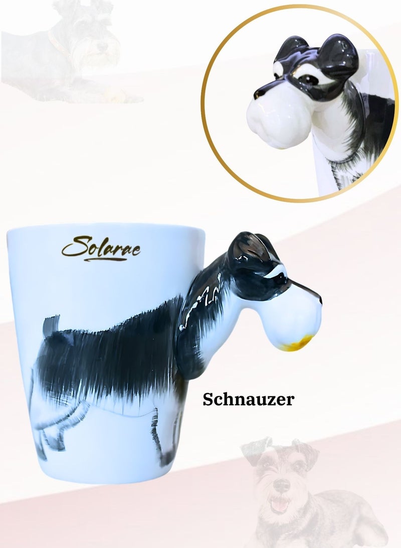 3D Schnauzer Dog Mug – Adorable Ceramic Coffee Cup with Sculpted Handle
