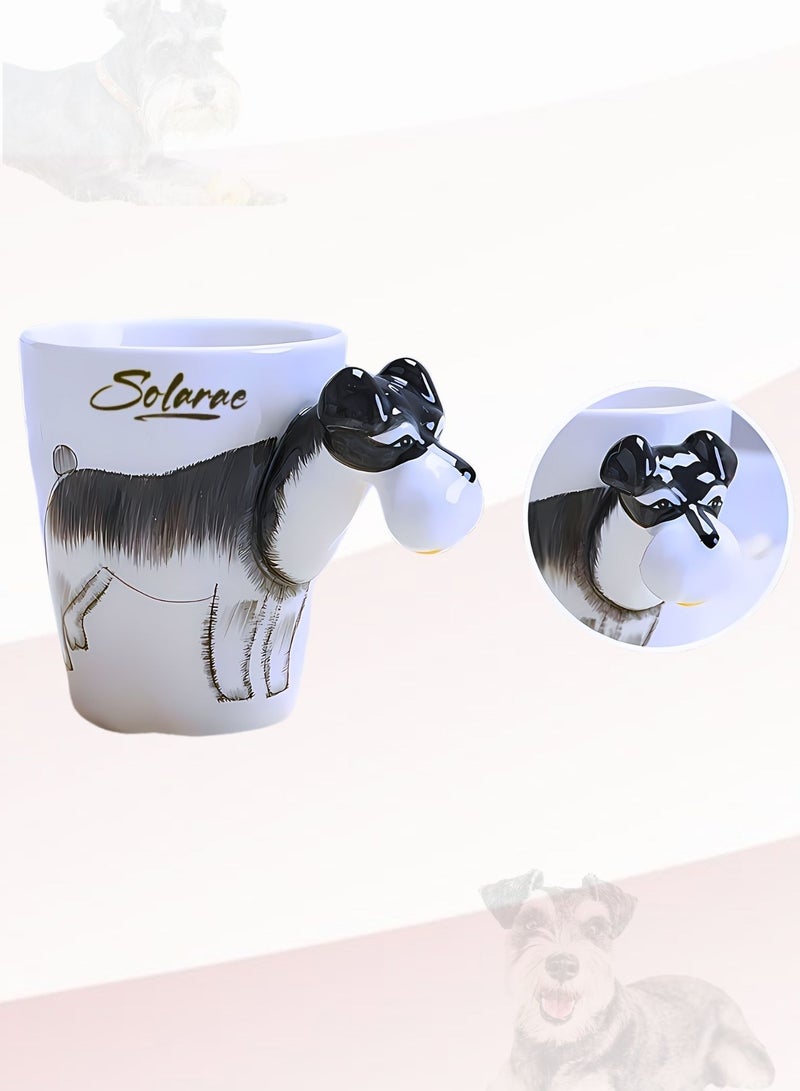 3D Schnauzer Dog Mug – Adorable Ceramic Coffee Cup with Sculpted Handle
