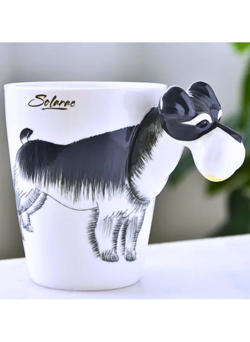 3D Schnauzer Dog Mug – Adorable Ceramic Coffee Cup with Sculpted Handle