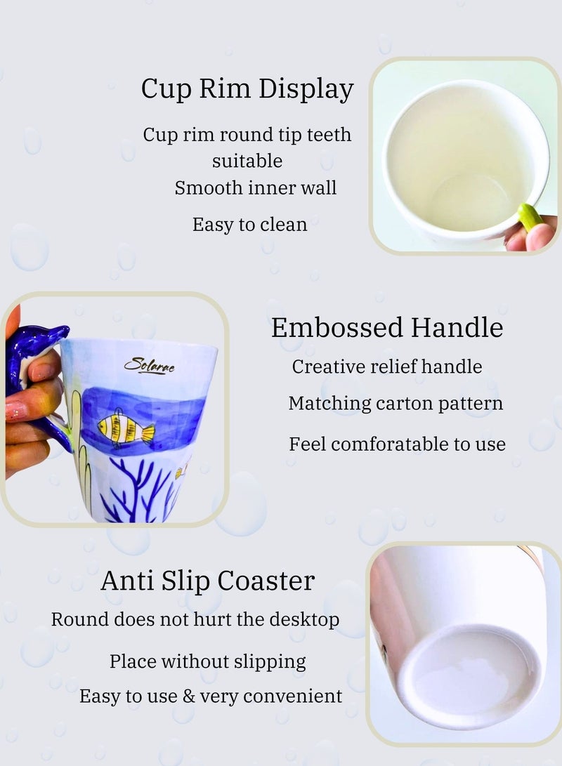 3D Dolphin Mug – Ocean-Themed Ceramic Cup with Sculpted Dolphin Handle