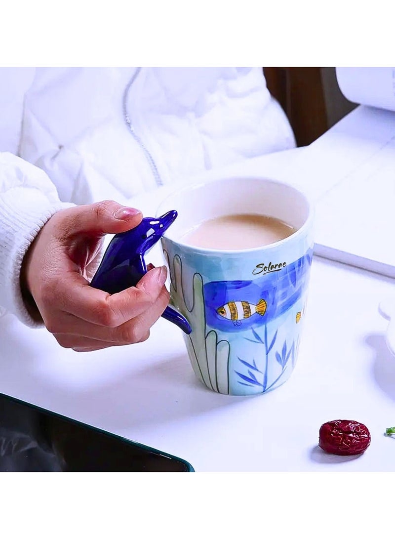 3D Dolphin Mug – Ocean-Themed Ceramic Cup with Sculpted Dolphin Handle