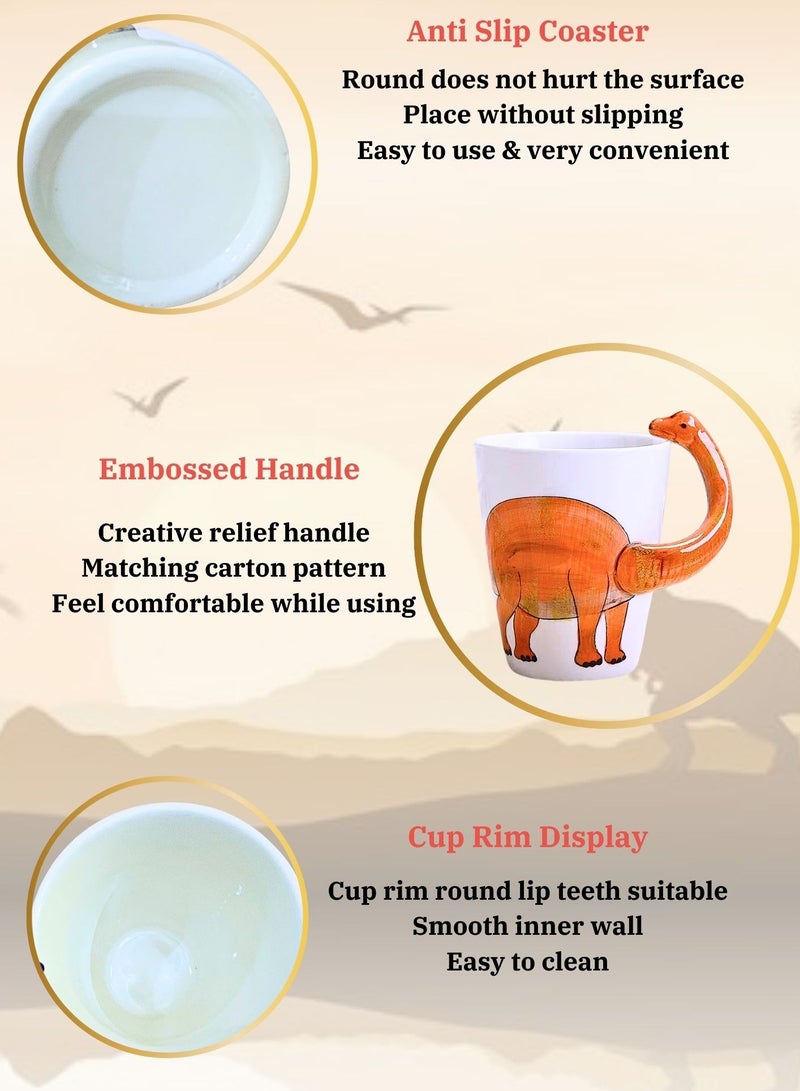 3D Dinosaur Ceramic Mug – Fun Brontosaurus Handle Design for Kids and Dino Lovers
