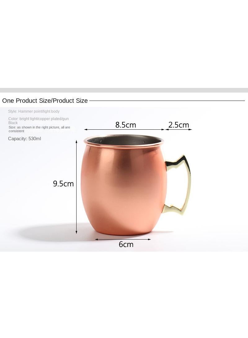 1-Pieces Moscow Mule Cup Stainless Steel Copper Hammered Cups Ice Drinking Cup Silver-A 530ml