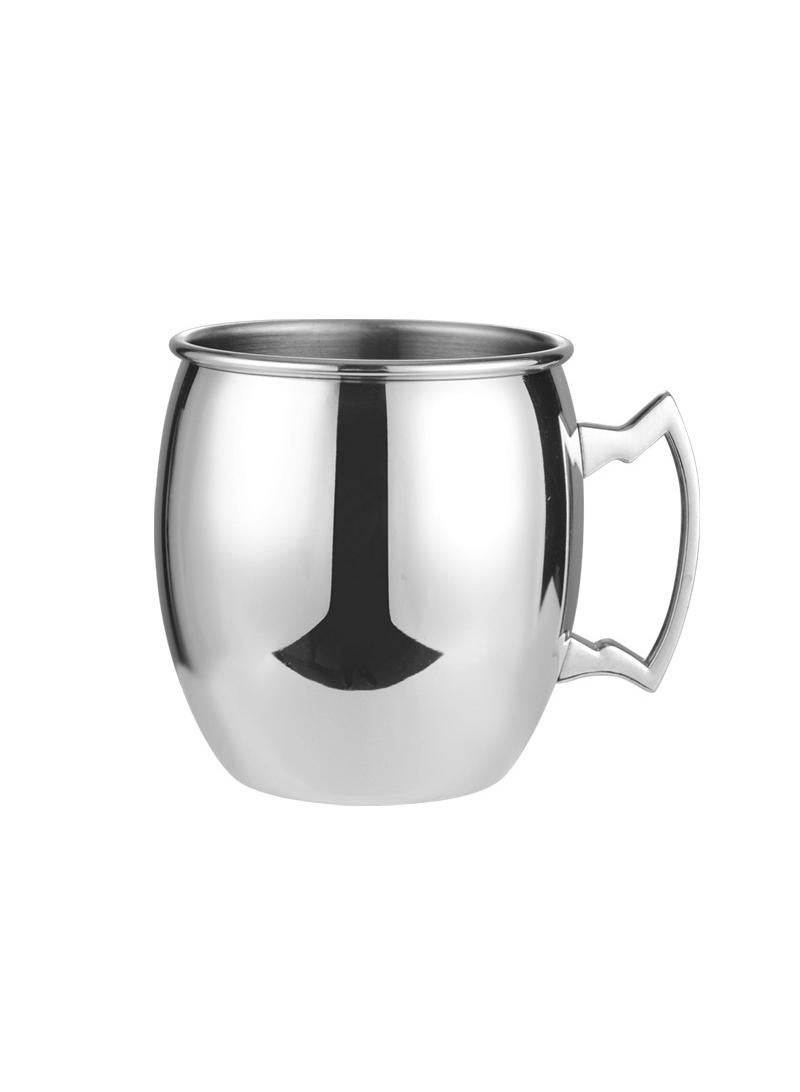 1-Pieces Moscow Mule Cup Stainless Steel Copper Hammered Cups Ice Drinking Cup Silver-B 530ml