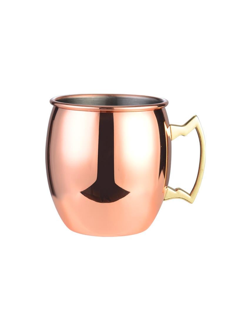 1-Pieces Moscow Mule Cup Stainless Steel Copper Hammered Cups Ice Drinking Cup Rose Gold-A 530ml
