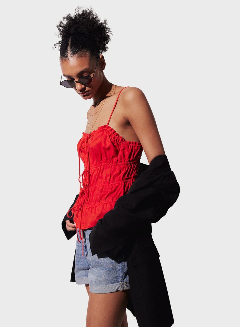 Drawstring Detail Strappy Top