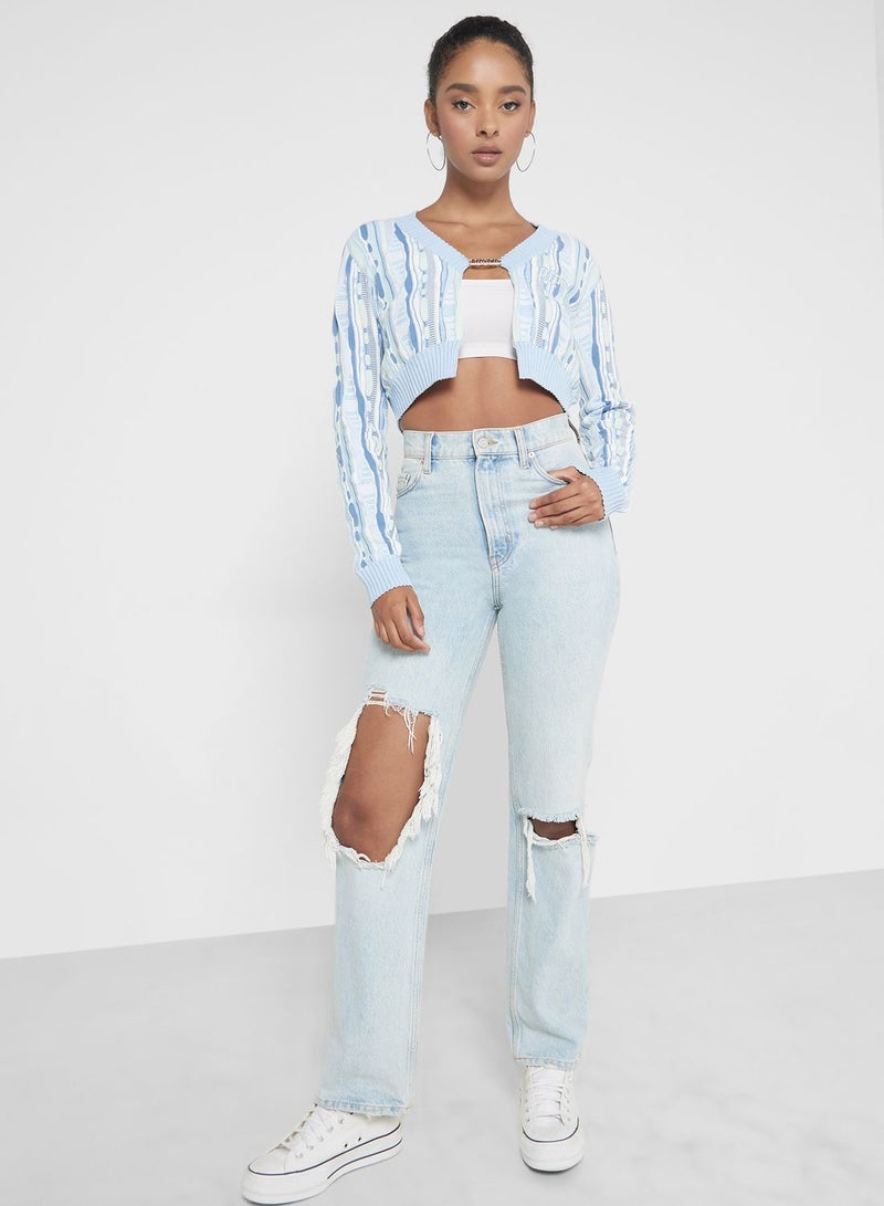 Corded Knit Cropped T-Shirt