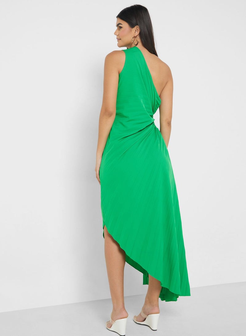 One Shoulder Dress With Pleats