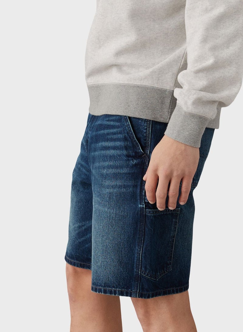 Denim High Waist Carpenter Short