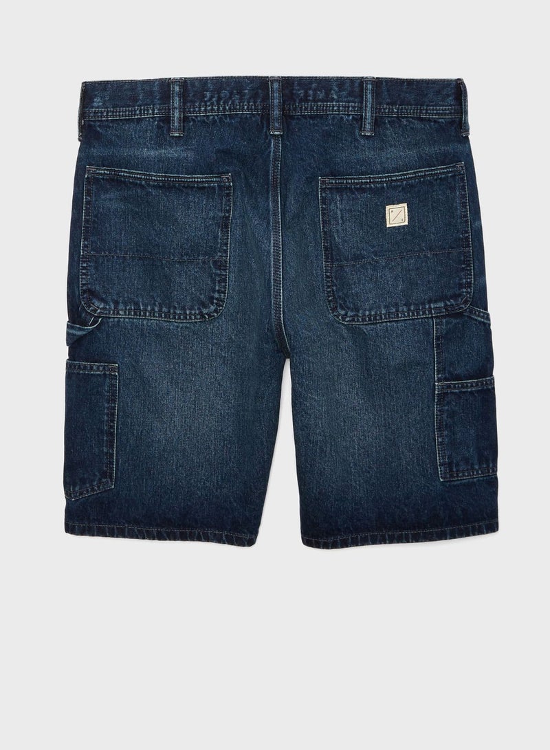 Denim High Waist Carpenter Short