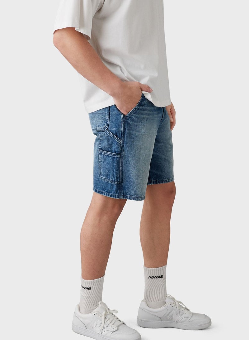 Denim High Waist Carpenter Short