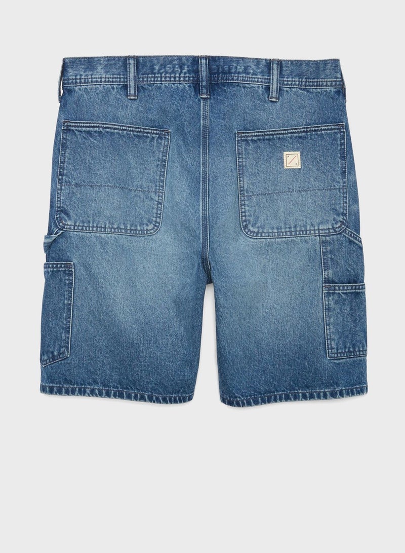 Denim High Waist Carpenter Short