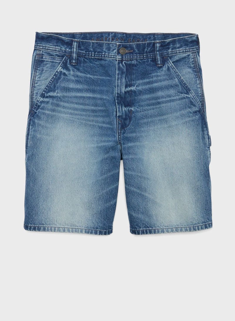 Denim High Waist Carpenter Short