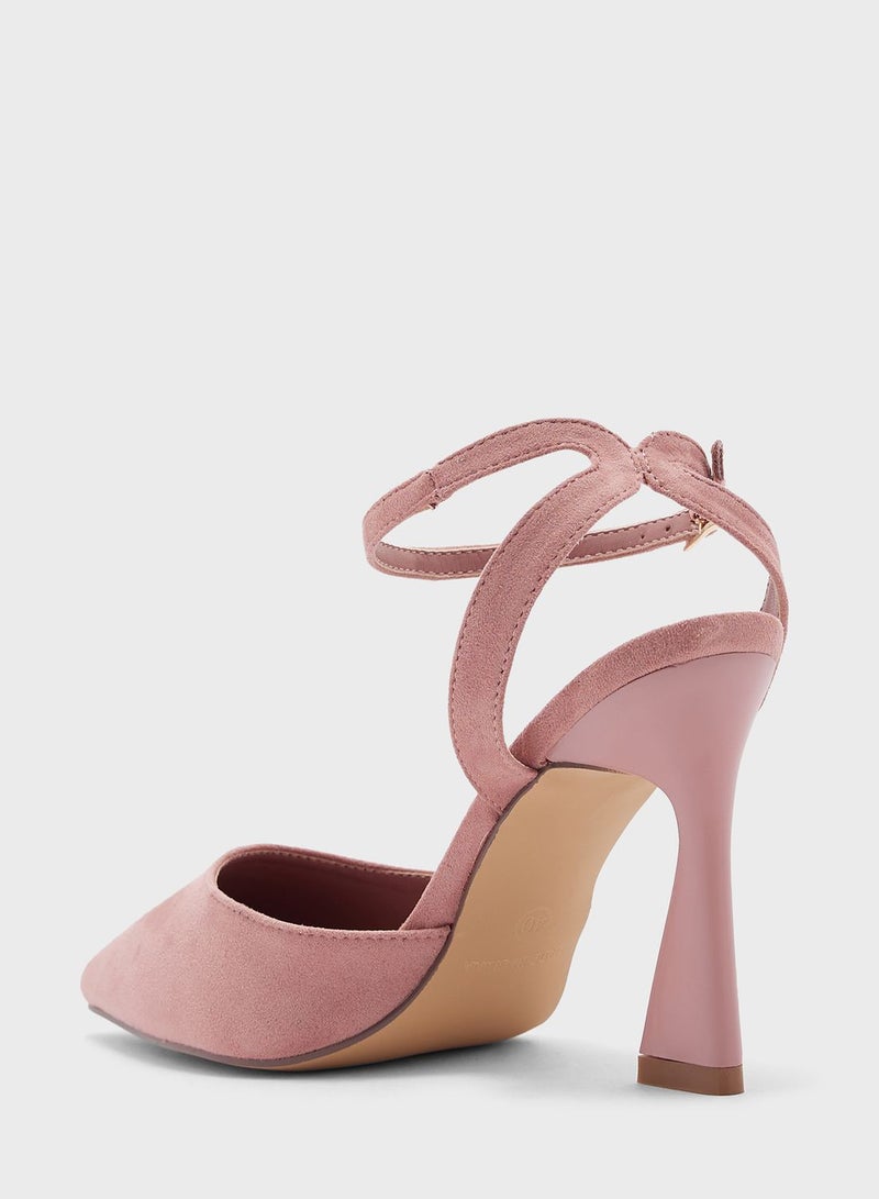 Flared Heel Sling Back Pump