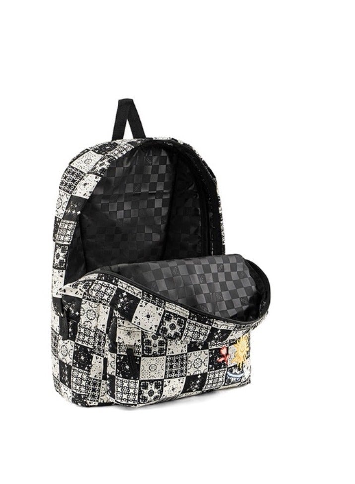 【School season】SKATEISTAN co-branded classic checkerboard printed school bag, colorful school bag, large capacity school bag, universal school bag, laptop school bag