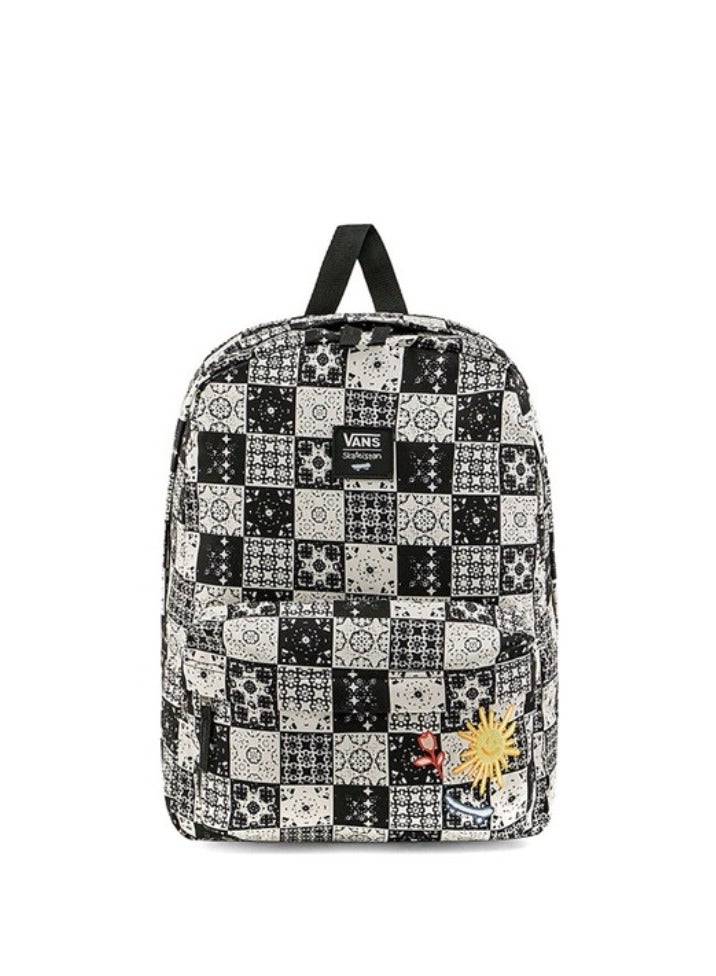 【School season】SKATEISTAN co-branded classic checkerboard printed school bag, colorful school bag, large capacity school bag, universal school bag, laptop school bag