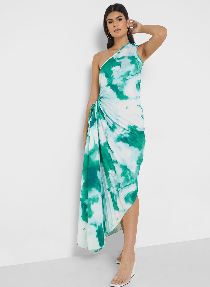 One Shoulder Printed  Dress