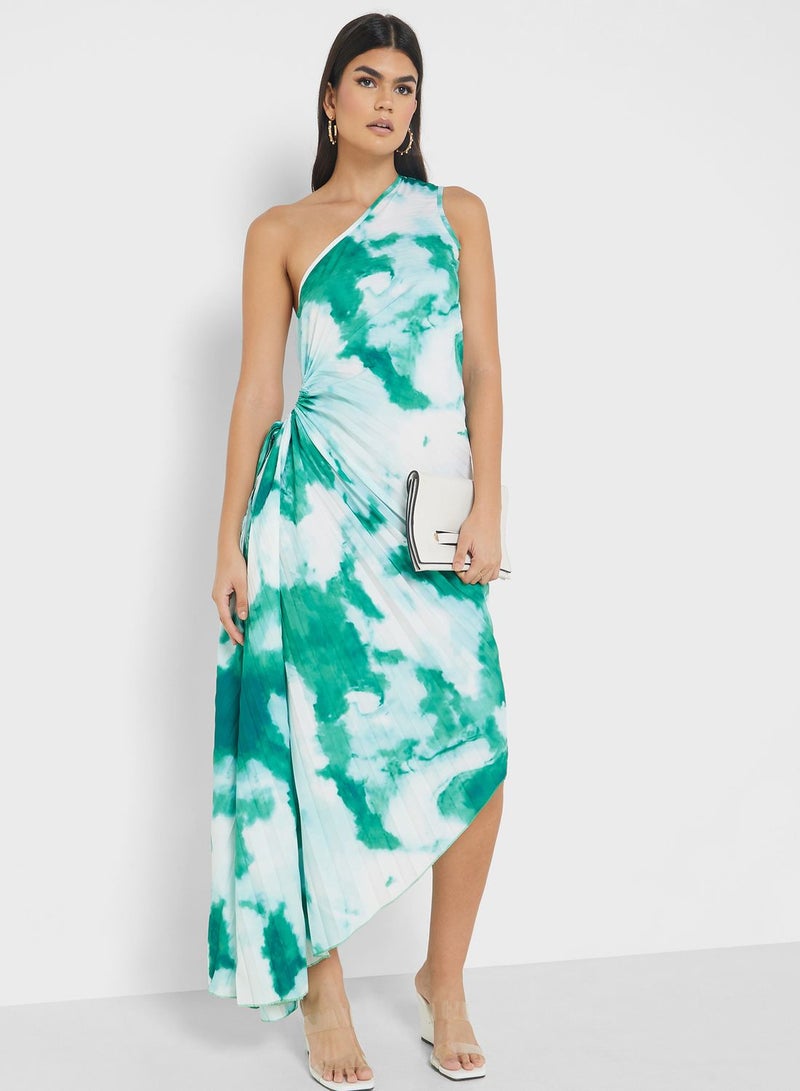 One Shoulder Printed  Dress