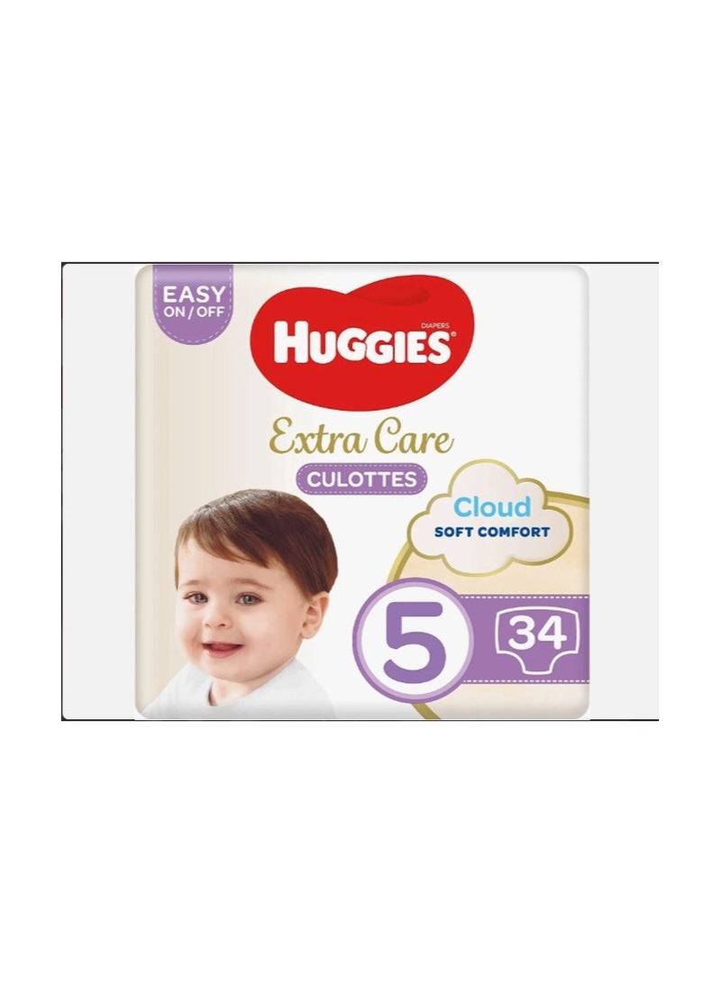 Huggies, Extra Care Culottes, Size 5, 12-17 kg, 34 Diaper Pants