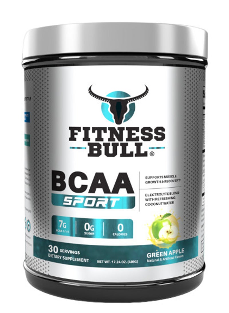 BCAA Sport Green Apple Supports Muscle growth and recovery Electrolyte Blend with Refreshing Coconut Water Dietary Supplement 30 Servings 489g