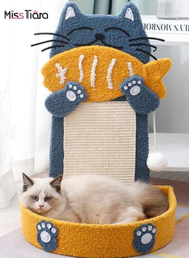 Cat Scratching Board, Creatively Designed Pet Cat Scratching Pads with Cat bed and Cat toys ball All in one