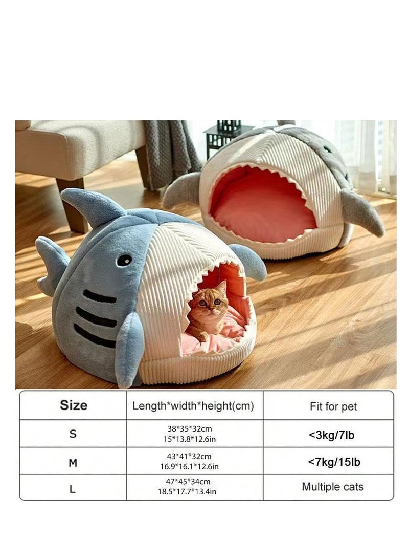 Shark Design Soft Cat Bed, Cute Shark Designed Breathable Dog Bed, Pet Supplies for Indoor Use