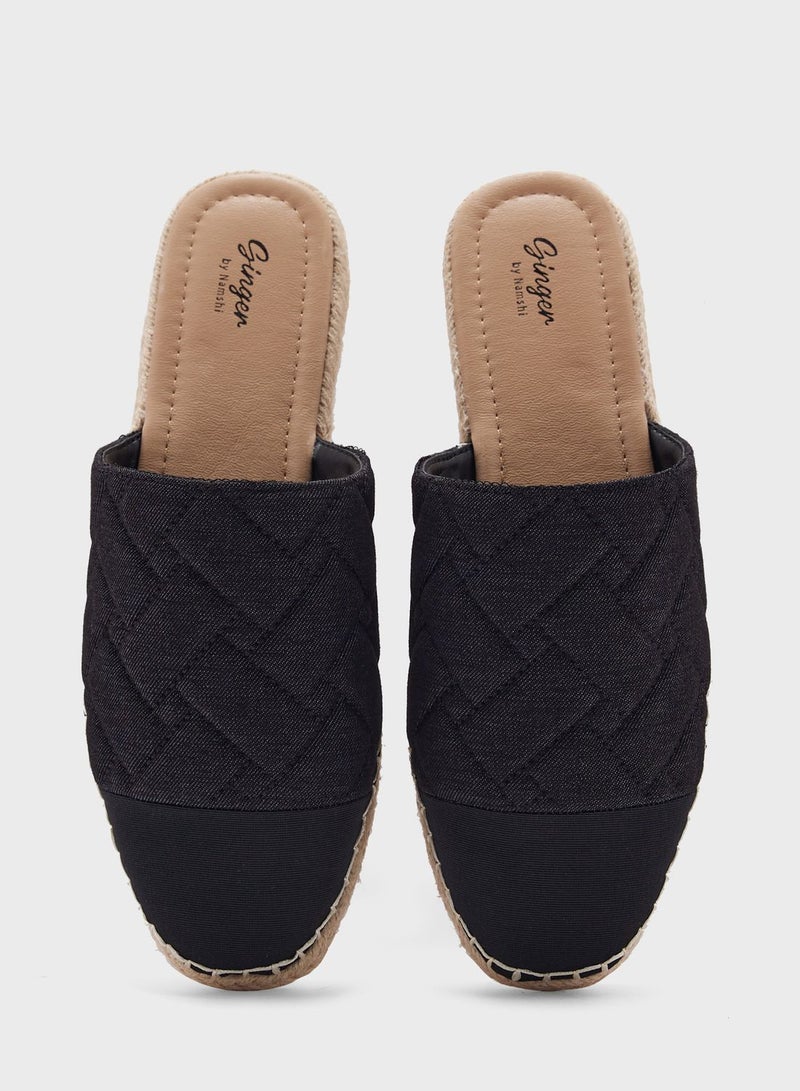 Quilted Toe Cap Slip On Espadrille