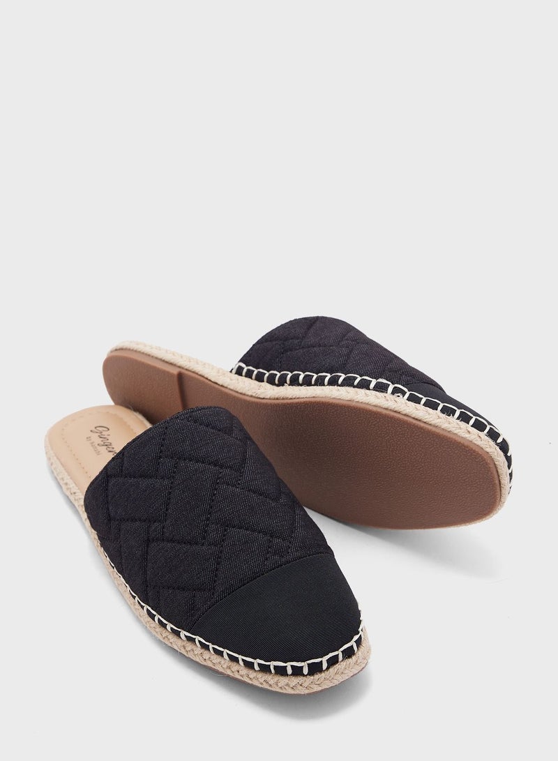 Quilted Toe Cap Slip On Espadrille