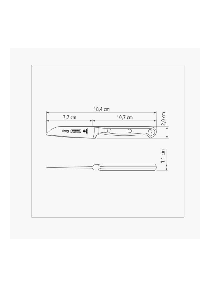 Century Paring Knife 3 Inches High Carbon Stainless Steel, Made Brazil