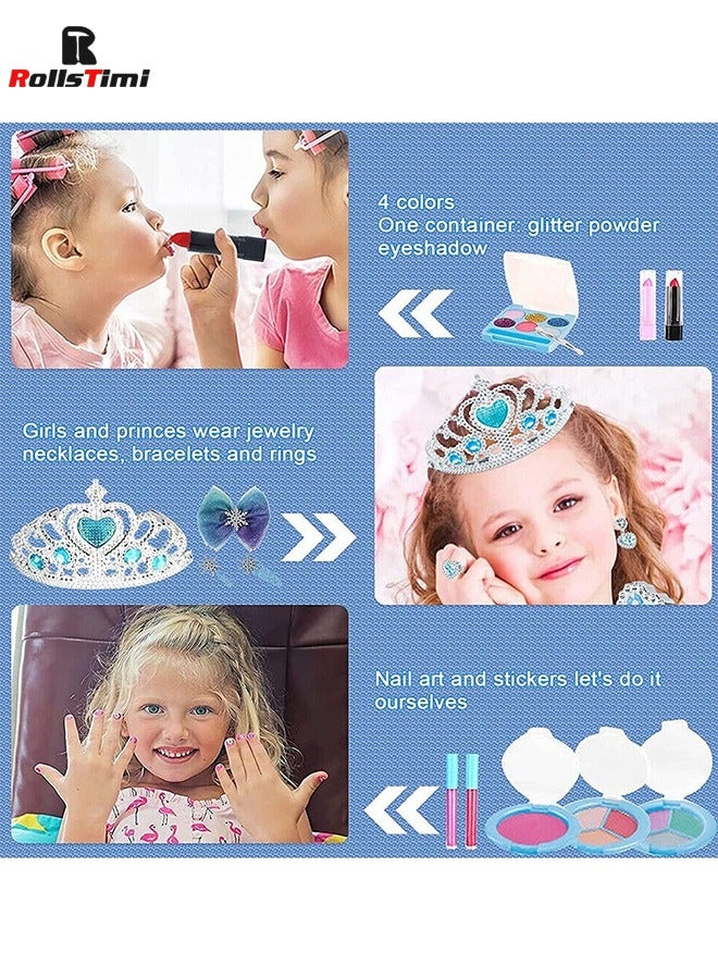 Kids Makeup Kit for Girls, Kids Play Real Washable Makeup Kit Cosmetics Toys Gift for Little Girls Toddlers Dress up Set, Birthday Gift Toys for 4-6 Years Girls