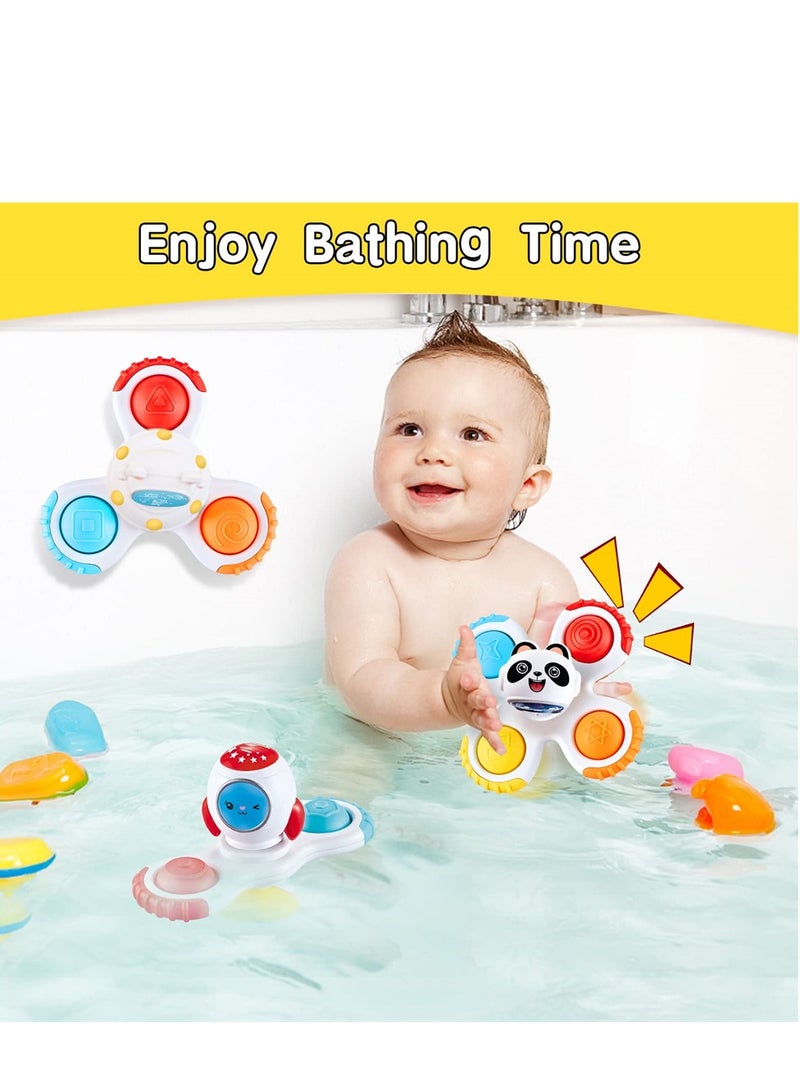 Baby Suction Cup Rotating Toy Sensory Toy Early Education Toy Bathtub Toy Dining Chair Toy Boy Baby Girl Birthday Gift 3 Pieces