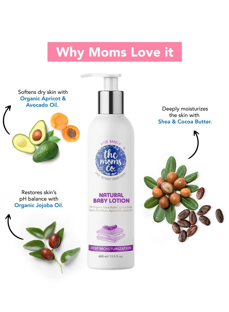 The Moms Co Natural Baby Lotion Australia-Certified Toxic-Free and Allergen-Free Baby Body Lotions with Shea Butter and Avocado Oil (400ml)