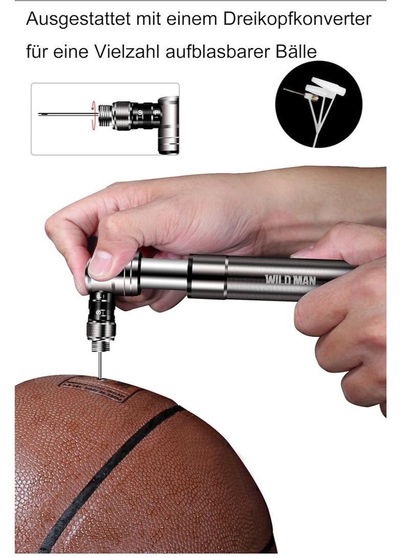 Mini Bike Pump, Alloy Portable Bicycle Tire Pump, Hand Tyre Pumps, Super Fast Tyre Inflation and Easy to Switch Between Schrader and Presta Valve, Perfect for Road, Mountain and BMX Bikes