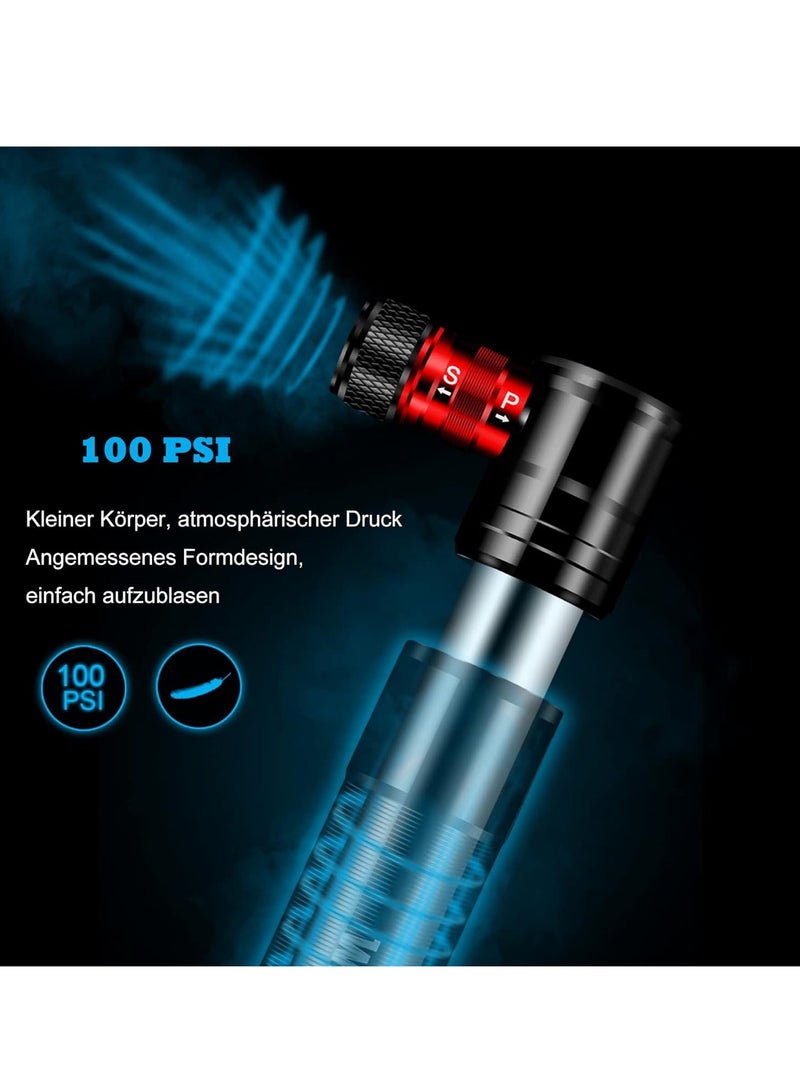 Mini Bike Pump, Alloy Portable Bicycle Tire Pump, Hand Tyre Pumps, Super Fast Tyre Inflation and Easy to Switch Between Schrader and Presta Valve, Perfect for Road, Mountain and BMX Bikes