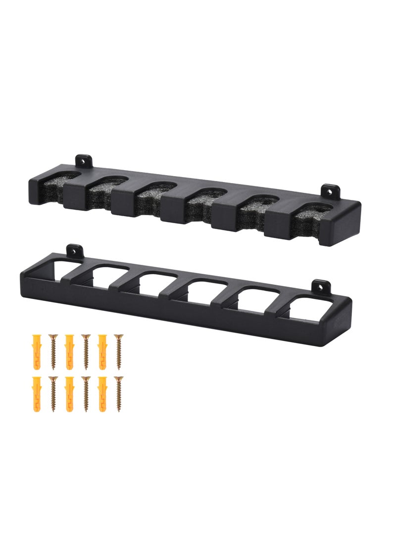 Fishing Rod Holders for Garage, Holds Up to 6 Rods or Combos,  Secure Storage Rods, Fishing Pole Rack, Organizer Wall Rod Holder, Heat & Impact Resistant, 2.6''x12.6''x3.1'' (Black)
