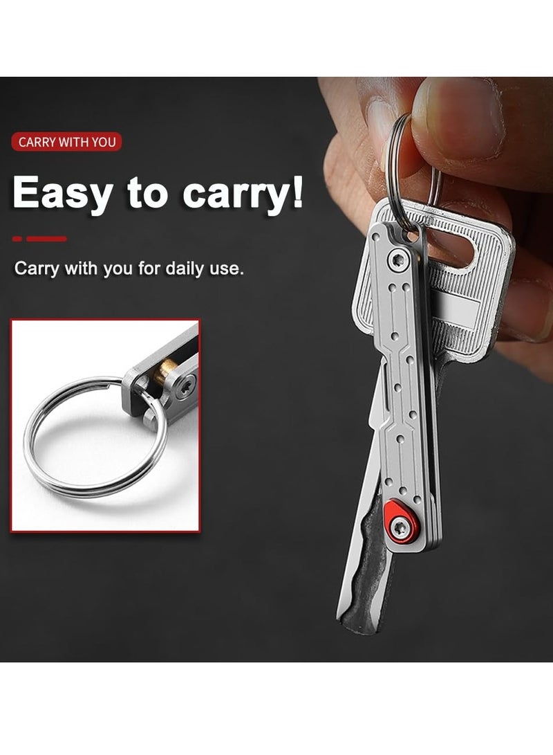 Small Keychain Knife, Mini Folding Pocket Knife with 10pcs Replaceable Surgical Blades, Scalpels Utility Knives, EDC Box Cutter for Women and Men
