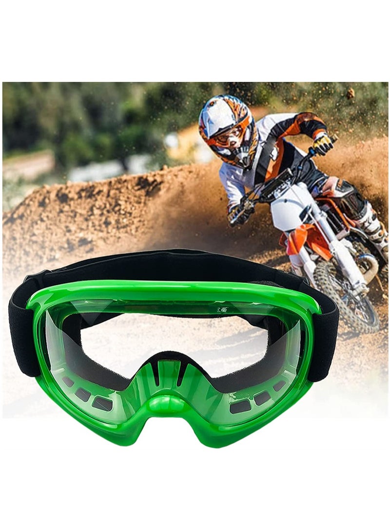 Kids Dirt Bike Goggles Impact, Resistant Adjustable Child Youth ATV Motorcycle Off-Road Riding Motocross Racing Cycling Goggles Glasses for Boys and Girls (Green)