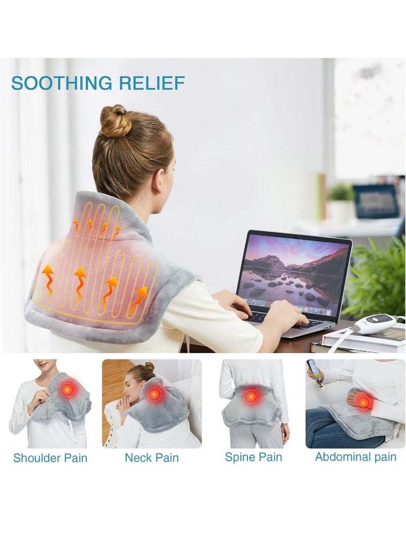 Heating Pad, Electric Heat Pad for Neck and Shoulders Back Abdomen & Legs, Pain Relief Physiotherapy Massage, 10 Heat Options 4 Timer Settings Auto Shut Off and Washable, 16 x 24 inches Large Massager