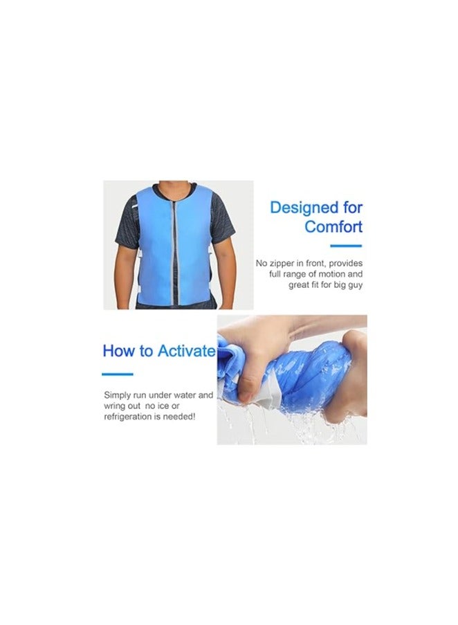 Cooling Ice Vest for Men Women, Cool Water Activated Evaporative Cold Vest, Cooled Vest For Ms, Cool Jacket for Working In The Heat, Reusable and Durable, for Summer Heat, Outdoor, Running(Blue)