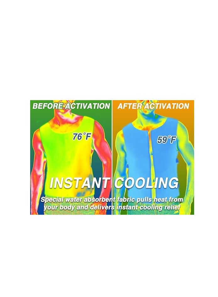 Cooling Ice Vest for Men Women, Cool Water Activated Evaporative Cold Vest, Cooled Vest For Ms, Cool Jacket for Working In The Heat, Reusable and Durable, for Summer Heat, Outdoor, Running(Blue)