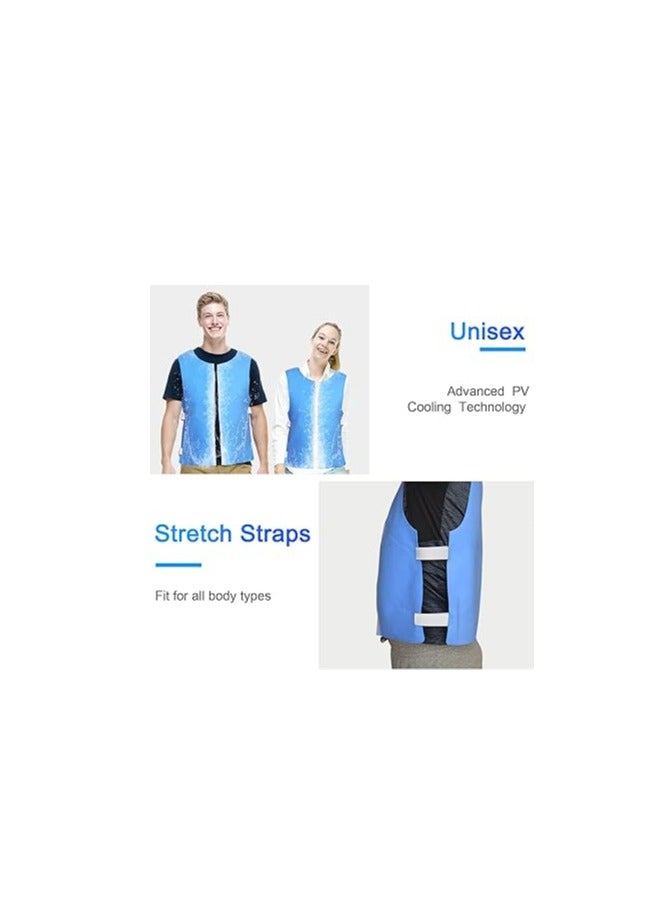 Cooling Ice Vest for Men Women, Cool Water Activated Evaporative Cold Vest, Cooled Vest For Ms, Cool Jacket for Working In The Heat, Reusable and Durable, for Summer Heat, Outdoor, Running(Blue)