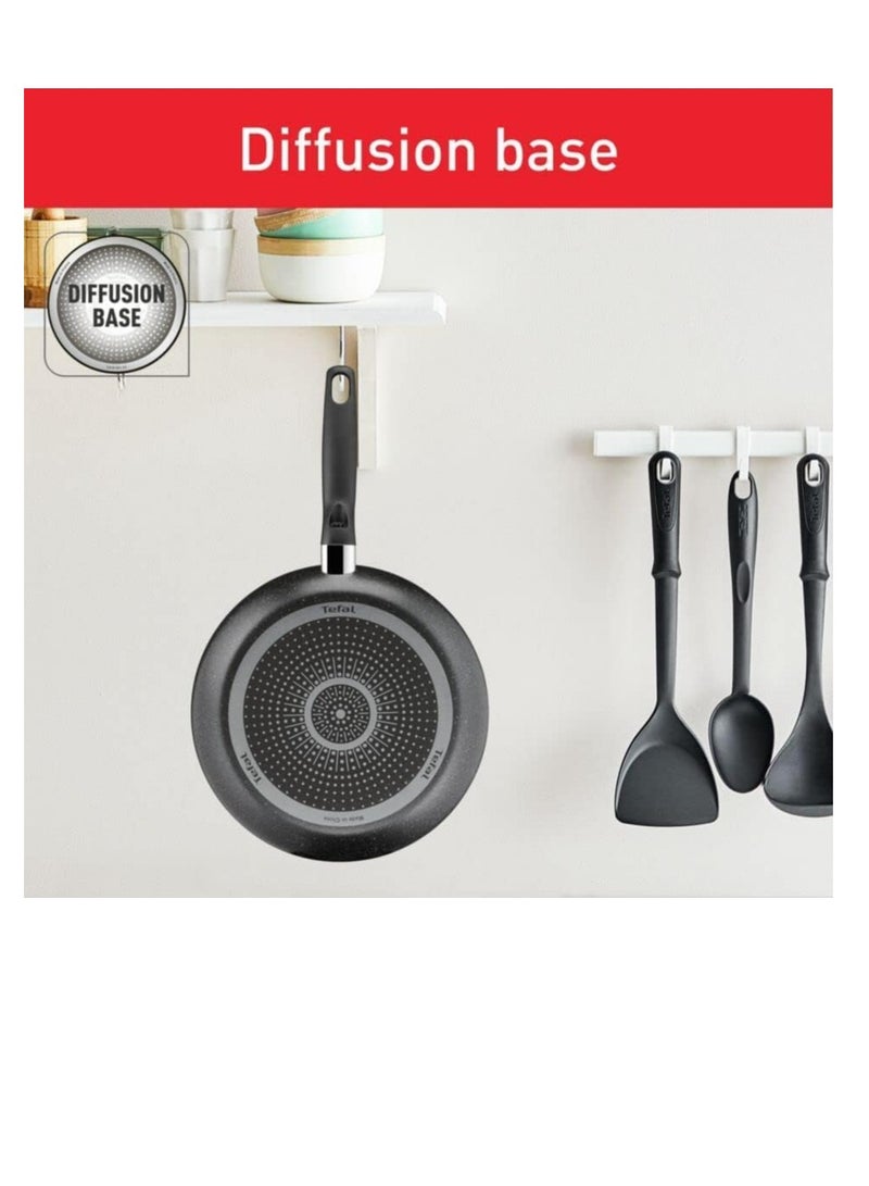 TEFAL Cookware Set | Dark Stone 7 pc Cooking Set | Non-stick | stewpots 22/24 cm+lids | saucepan 16 cm | frypan 24 cm | B491S785 black 6.91cm
