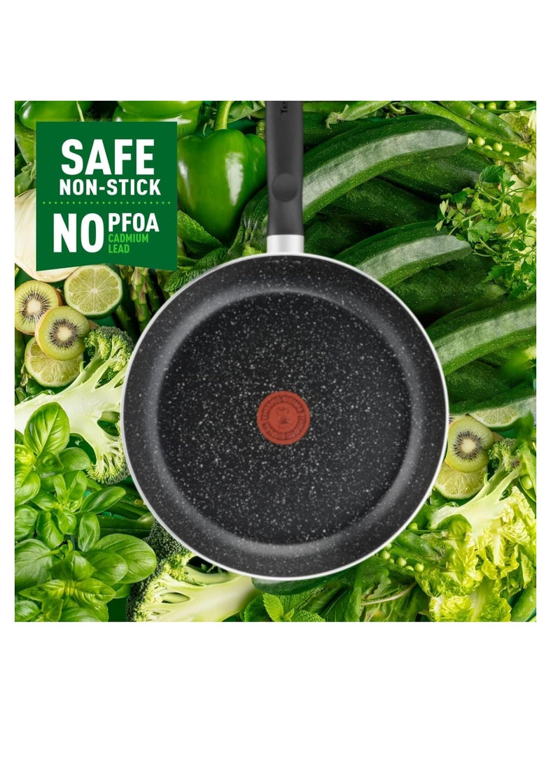 TEFAL Cookware Set | Dark Stone 7 pc Cooking Set | Non-stick | stewpots 22/24 cm+lids | saucepan 16 cm | frypan 24 cm | B491S785 black 6.91cm
