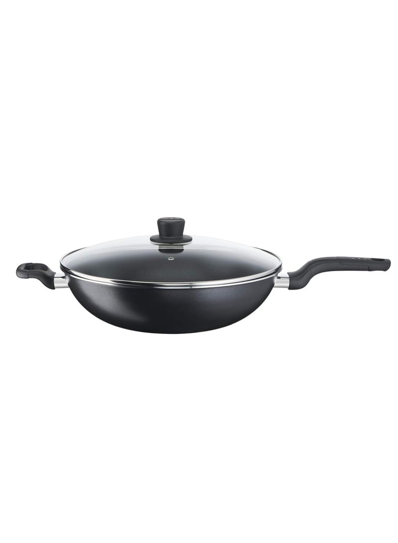 TEFAL Wok Pan with Lid | Cook Easy Xl 36 cm Frying Pan |Non Stick Frypan | Aluminium | Black |  | B5039296 Black 36cmcm