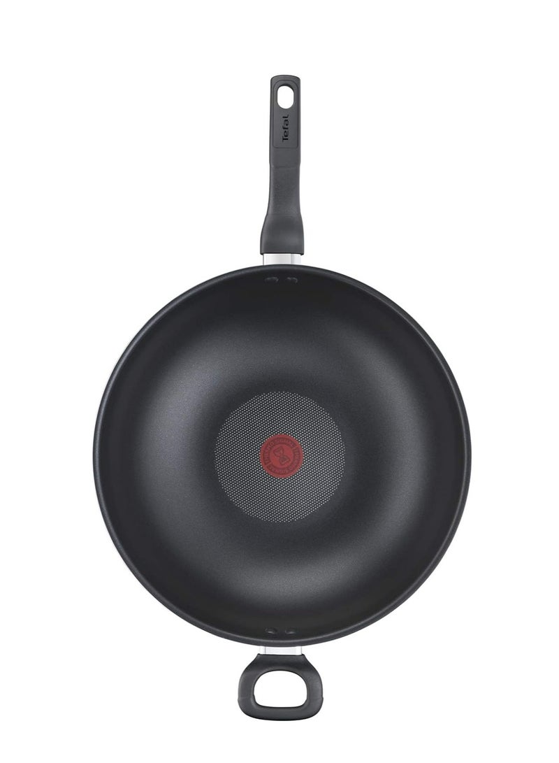 TEFAL Wok Pan with Lid | Cook Easy Xl 36 cm Frying Pan |Non Stick Frypan | Aluminium | Black |  | B5039296 Black 36cmcm