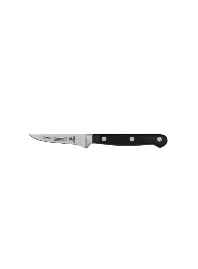 Tramontina Century 3 Inches Vegetable and Fruit Knife with Stainless Steel Blade and Black Polycarbonate Handle, Made Brazil